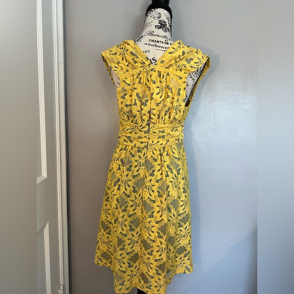 Anthropologie Plenty by Tracy Reese Nikki Garden Trellis Lace Yellow Dress Sz 6 - Picture 7 of 14